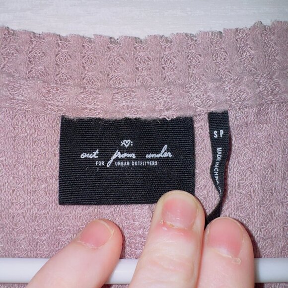 Out From Under Urban Outfitters Mauve Pink Waffle Knit Button Front Sweater - Picture 3 of 7